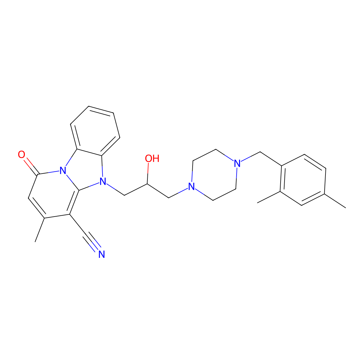 5-[3-[4-[(2,4-Dimethylphenyl)methyl]piperazin-1-yl]-2-hydroxypropyl]-3-methyl-1-oxopyrido[1,2-a]benzimidazole-4-carbonitrile molecular structure, CAS 850719-33-4