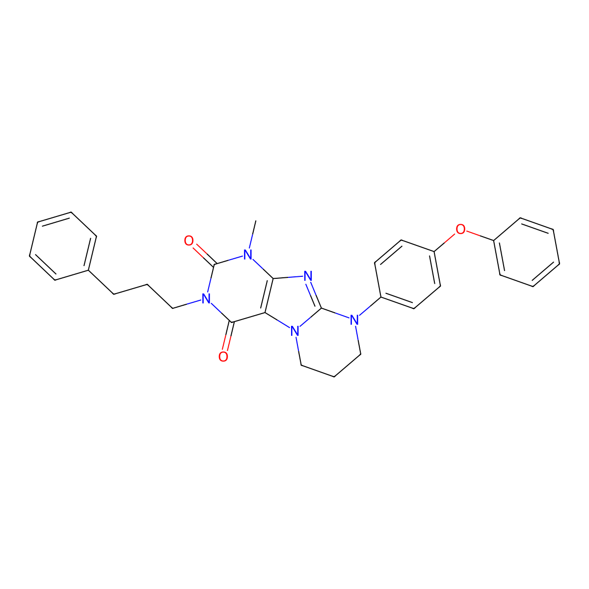 1-methyl-9-(4-phenoxyphenyl)-3-(3-phenylpropyl)-7,8-dihydro-6H-purino[7,8-a]pyrimidine-2,4-dione molecular structure, CAS 850719-60-7