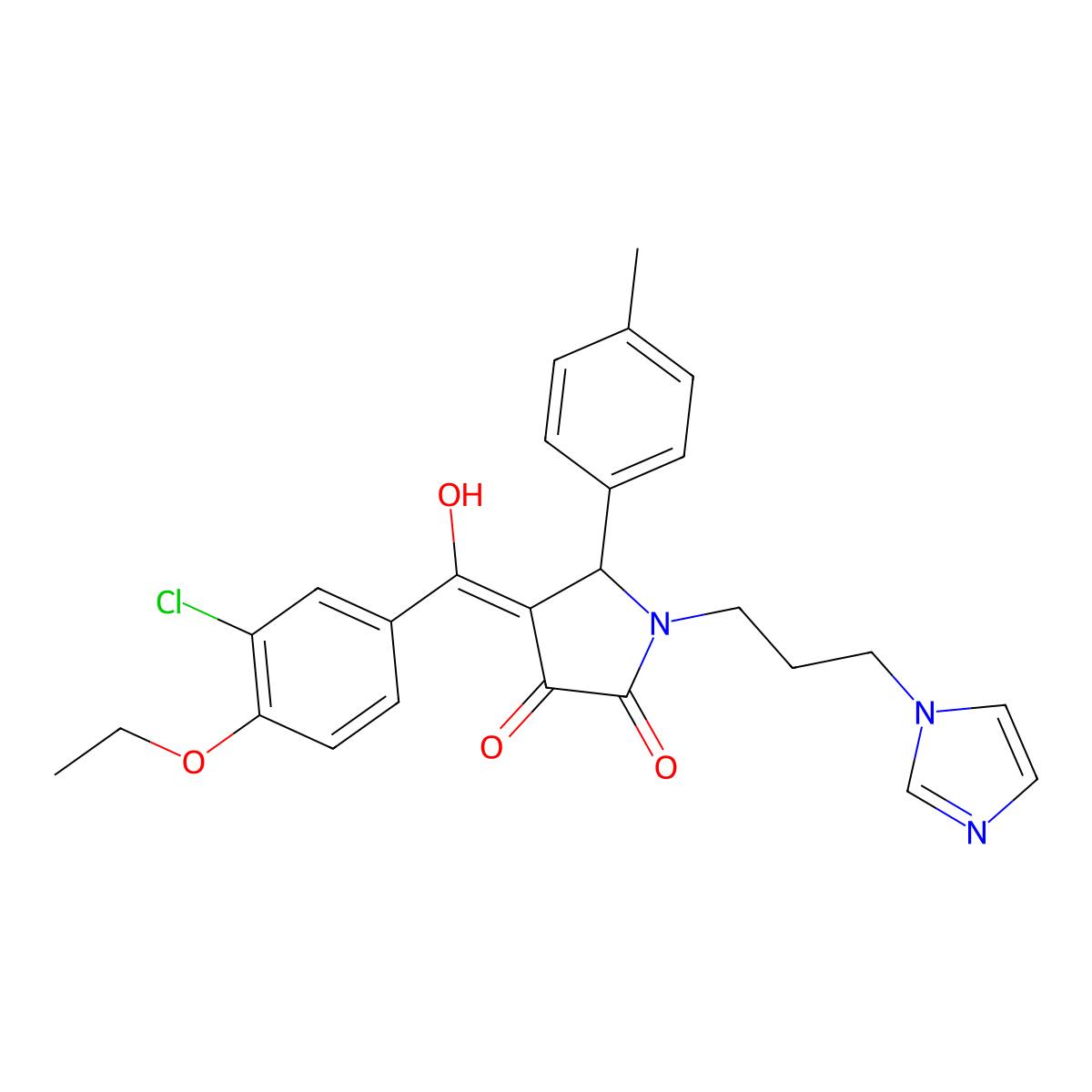 4-(3-chloro-4-ethoxybenzoyl)-3-hydroxy-1-[3-(1H-imidazol-1-yl)propyl]-5-(4-methylphenyl)-2,5-dihydro-1H-pyrrol-2-one molecular structure, CAS 850719-68-5