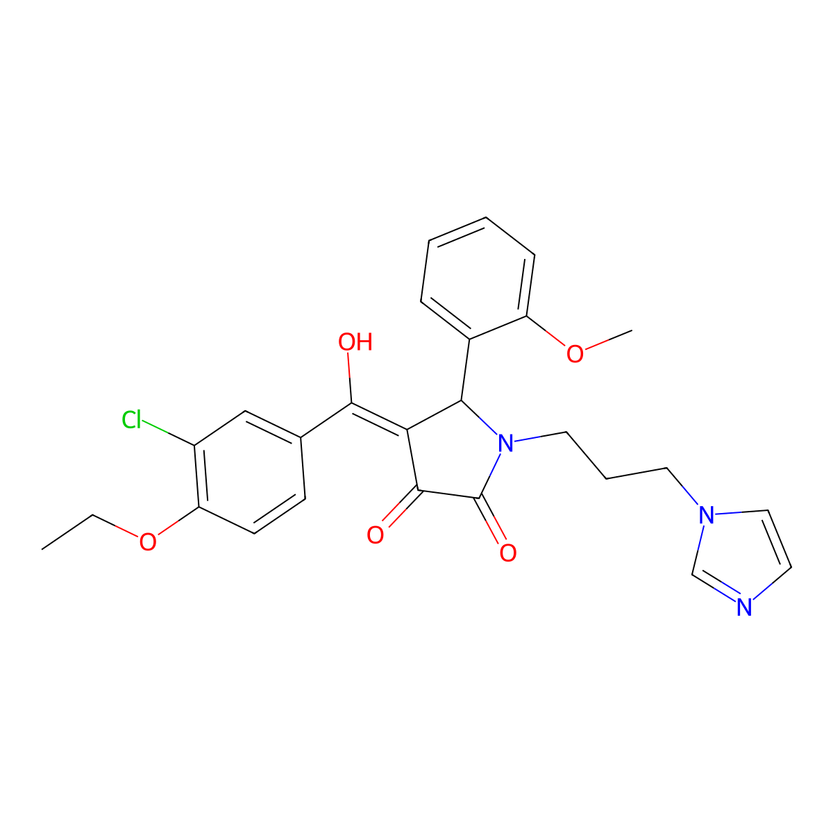 4-(3-chloro-4-ethoxybenzoyl)-3-hydroxy-1-[3-(1H-imidazol-1-yl)propyl]-5-(2-methoxyphenyl)-2,5-dihydro-1H-pyrrol-2-one molecular structure, CAS 850719-70-9