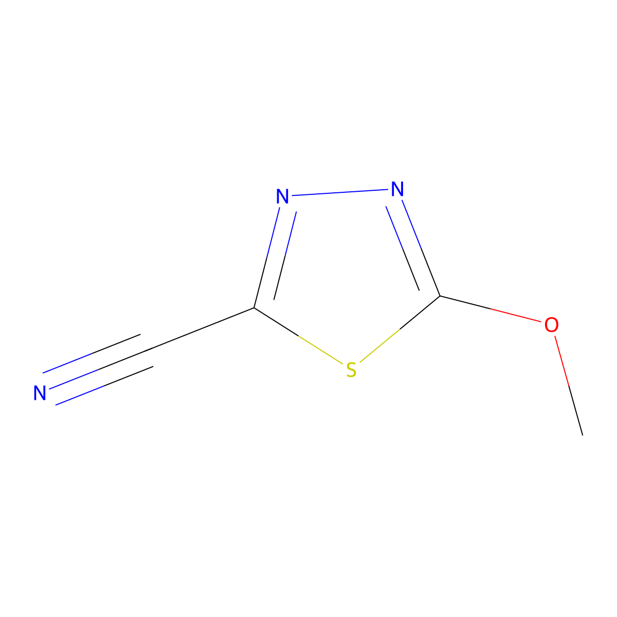 5-Methoxy-1,3,4-thiadiazole-2-carbonitrile molecular structure, CAS 85072-97-5