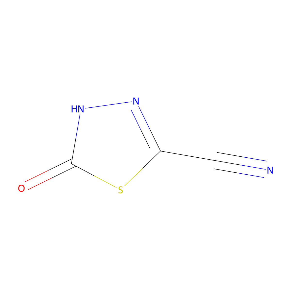 5-Oxo-4,5-dihydro-1,3,4-thiadiazole-2-carbonitrile molecular structure, CAS 85072-99-7