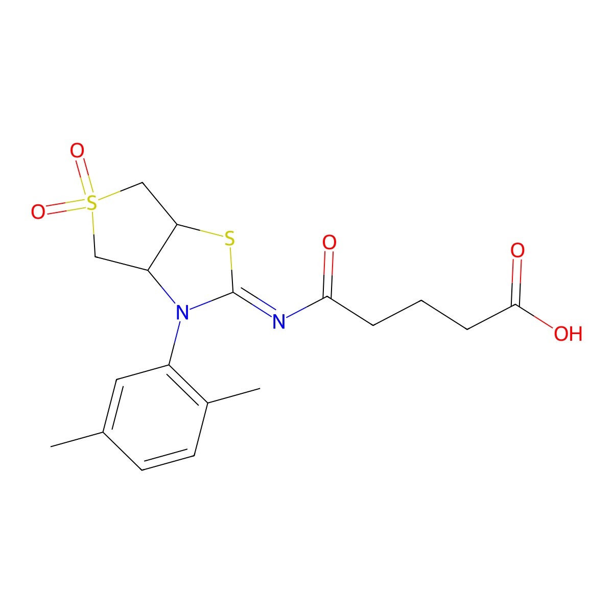 5-{[(2Z)-3-(2,5-dimethylphenyl)-5,5-dioxidotetrahydrothieno[3,4-d][1,3]thiazol-2(3H)-ylidene]amino}-5-oxopentanoic acid molecular structure, CAS 850720-34-2