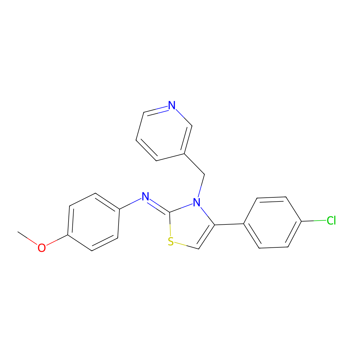 N-[(2Z)-4-(4-chlorophenyl)-3-(pyridin-3-ylmethyl)-1,3-thiazol-2(3H)-ylidene]-4-methoxyaniline molecular structure, CAS 850720-46-6