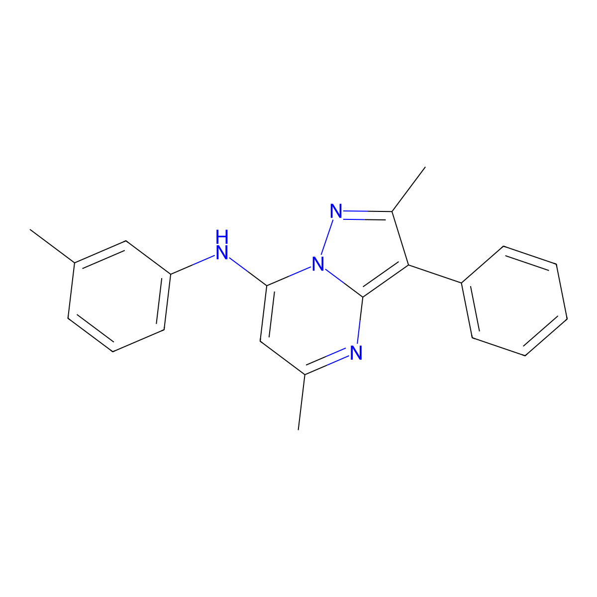 2,5-dimethyl-N-(3-methylphenyl)-3-phenylpyrazolo[1,5-a]pyrimidin-7-amine molecular structure, CAS 850720-64-8