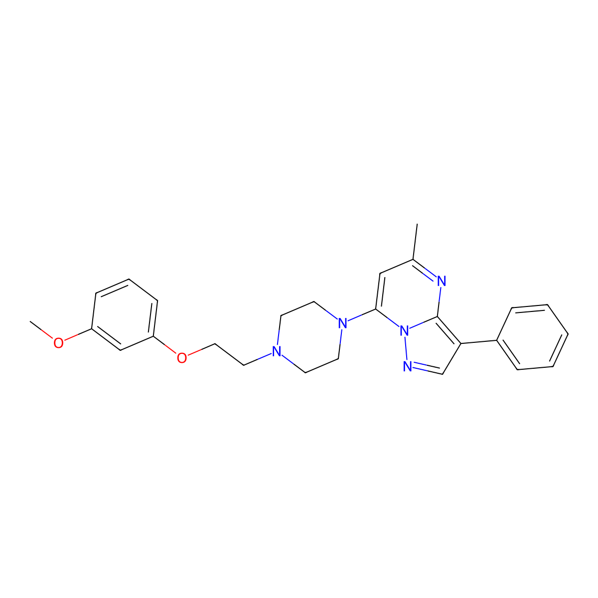 7-(4-(2-(3-Methoxyphenoxy)ethyl)piperazin-1-yl)-5-methyl-3-phenylpyrazolo[1,5-a]pyrimidine molecular structure, CAS 850720-70-6