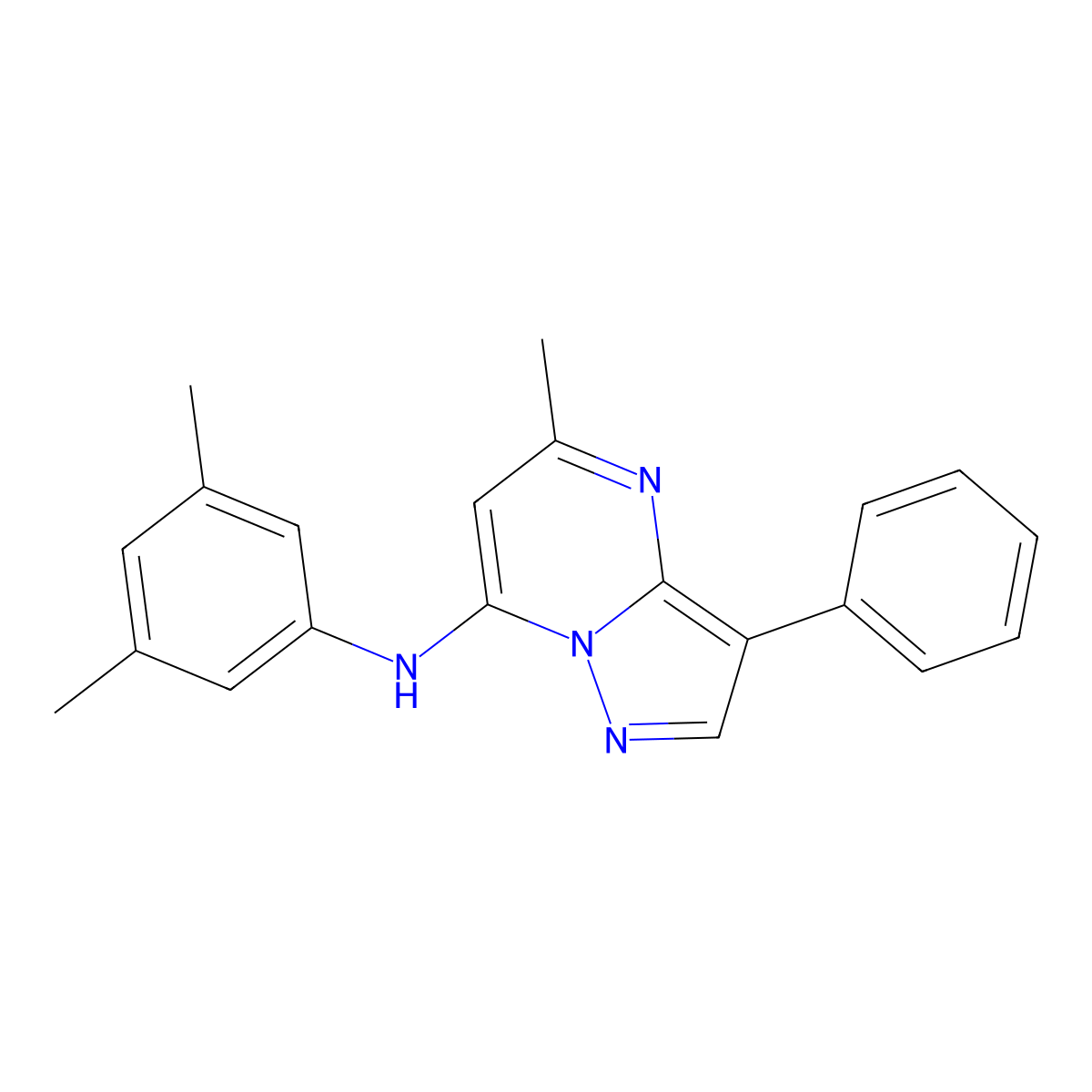 N-(3,5-dimethylphenyl)-5-methyl-3-phenylpyrazolo[1,5-a]pyrimidin-7-amine molecular structure, CAS 850720-79-5