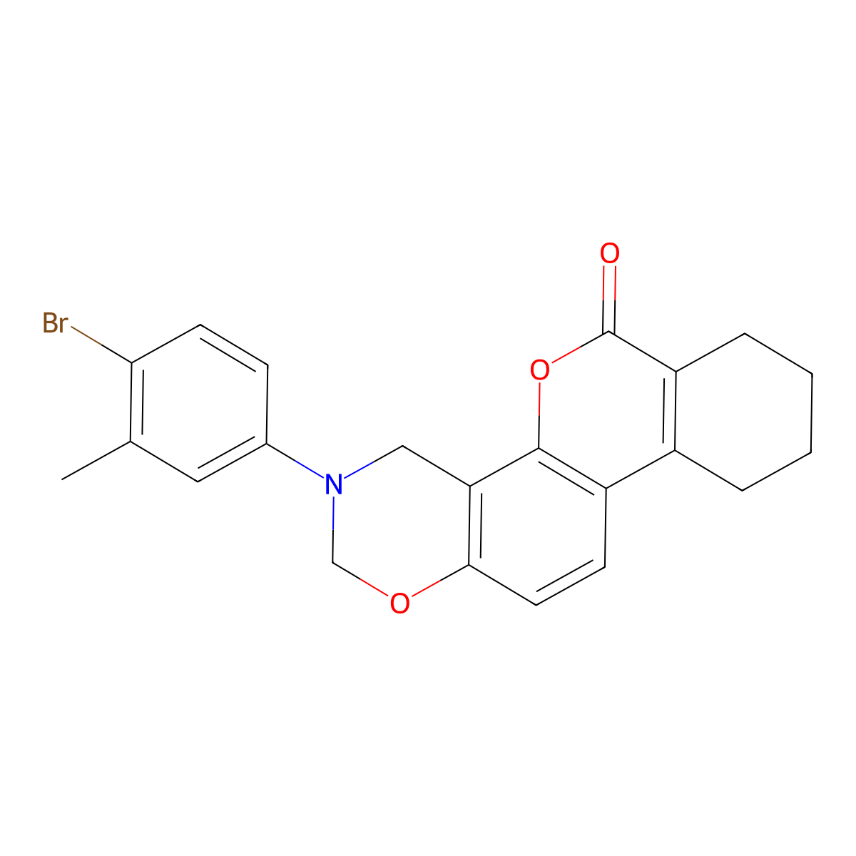 3-(4-bromo-3-methylphenyl)-3,4,7,8,9,10-hexahydro-2H,6H-benzo[3,4]chromeno[8,7-e][1,3]oxazin-6-one molecular structure, CAS 850720-81-9