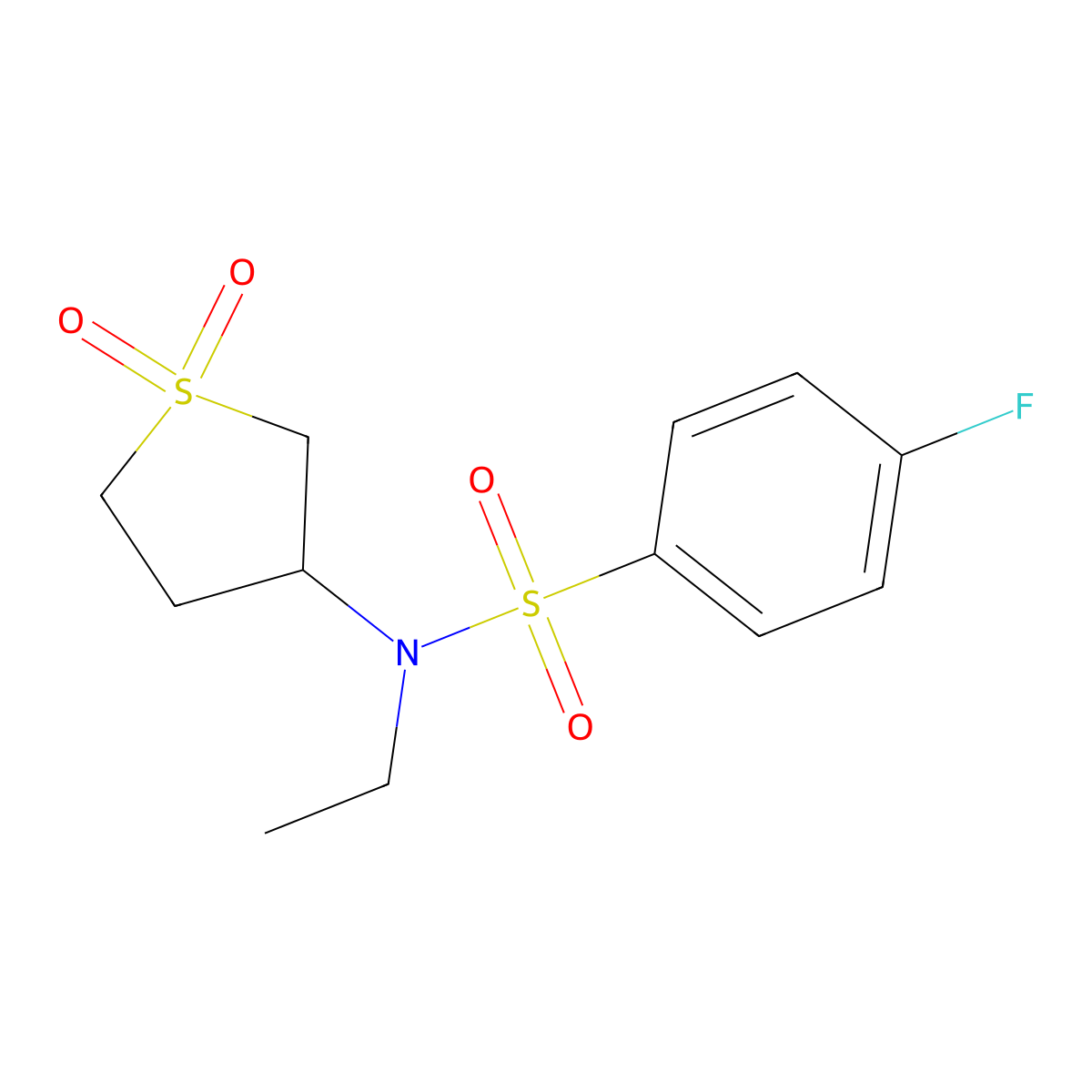 N-(1,1-dioxothiolan-3-yl)-N-ethyl-4-fluorobenzenesulfonamide molecular structure, CAS 850721-11-8