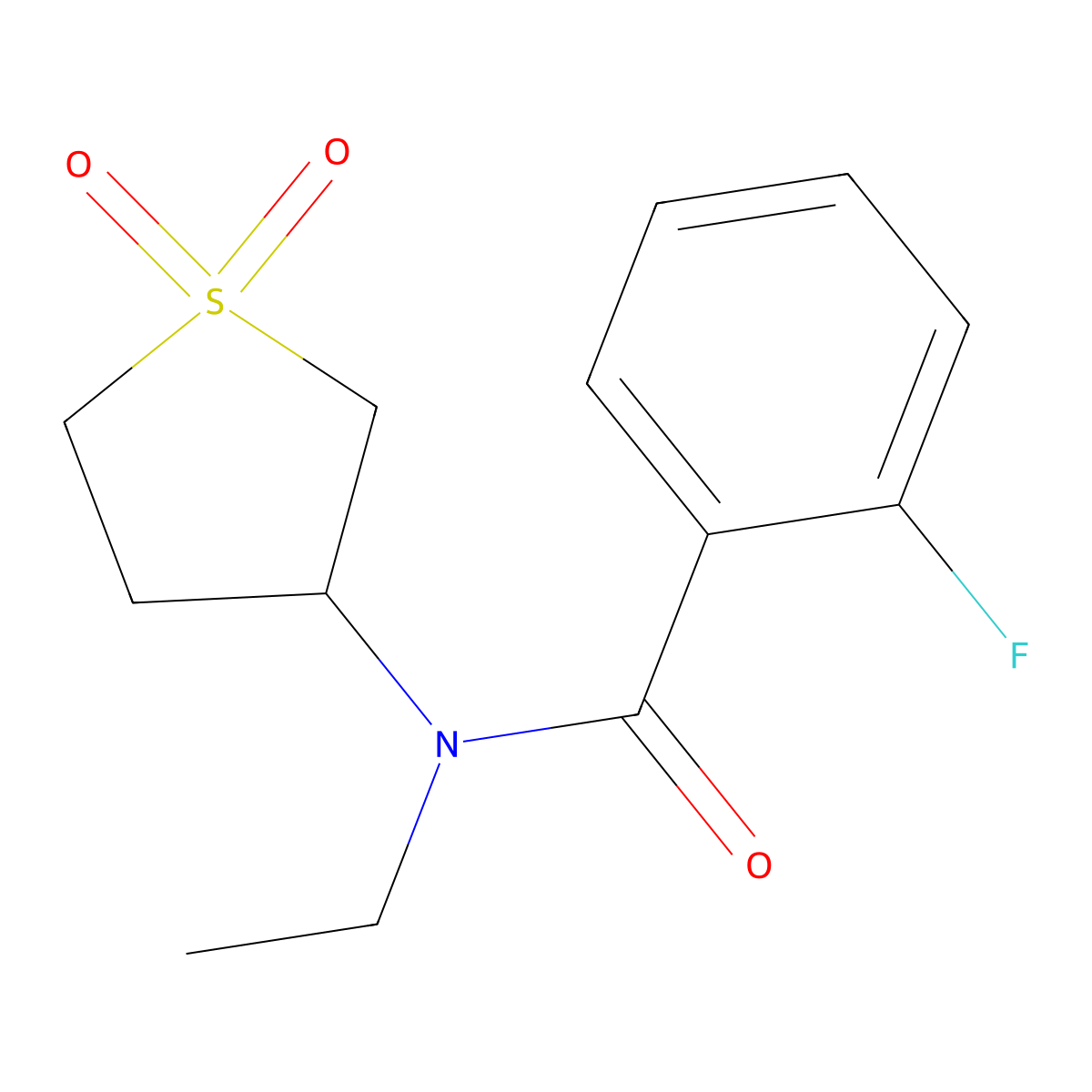 N-(1,1-dioxothiolan-3-yl)-N-ethyl-2-fluorobenzamide molecular structure, CAS 850721-25-4