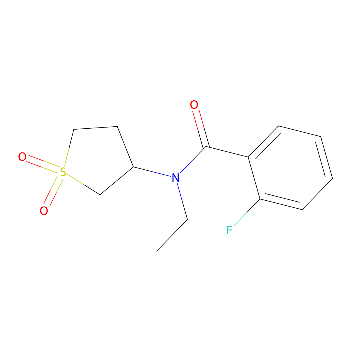 N-(1,1-dioxothiolan-3-yl)-N-ethyl-2-fluorobenzamide molecular structure, CAS 850721-25-4