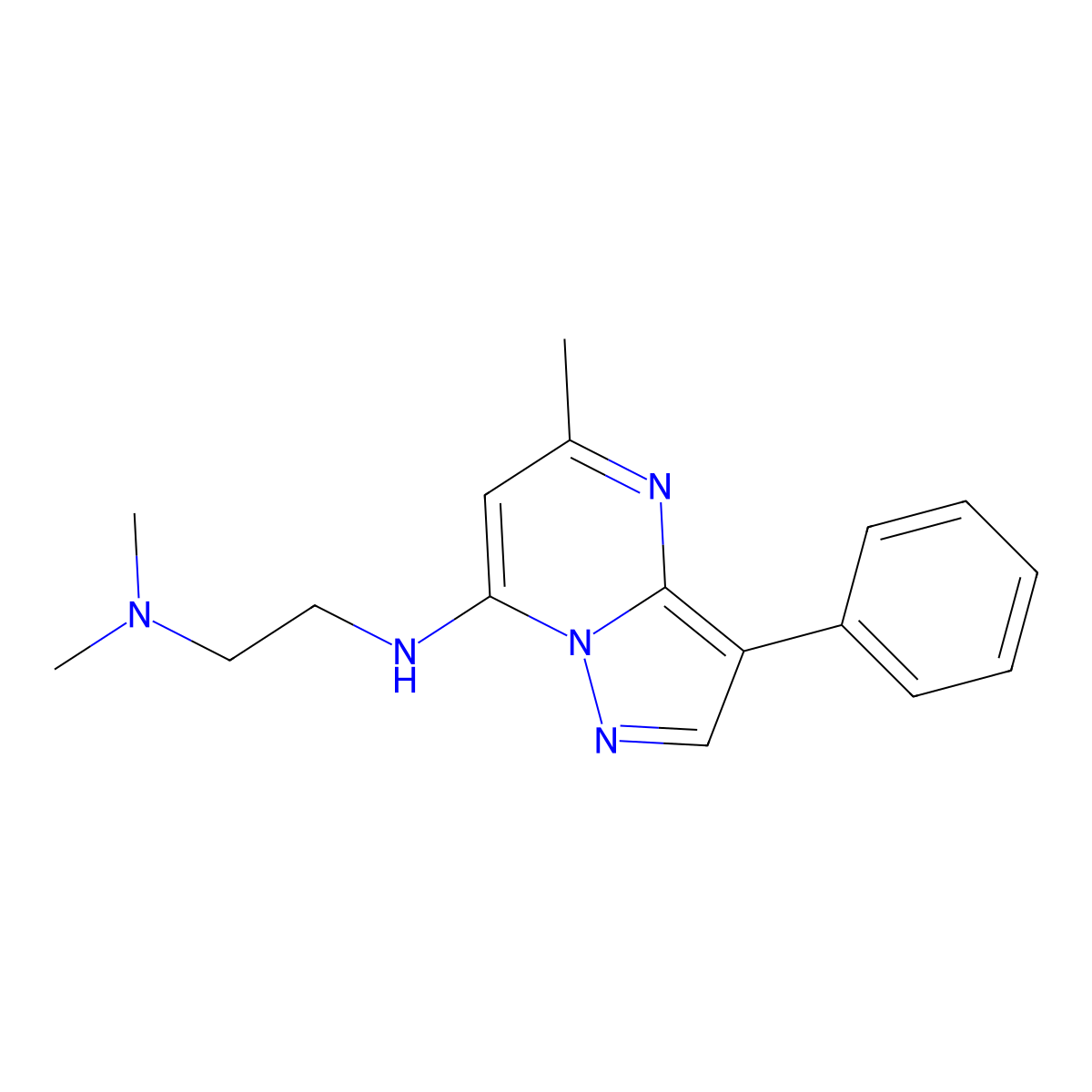 N-[2-(dimethylamino)ethyl]-5-methyl-3-phenylpyrazolo[1,5-a]pyrimidin-7-amine molecular structure, CAS 850721-76-5
