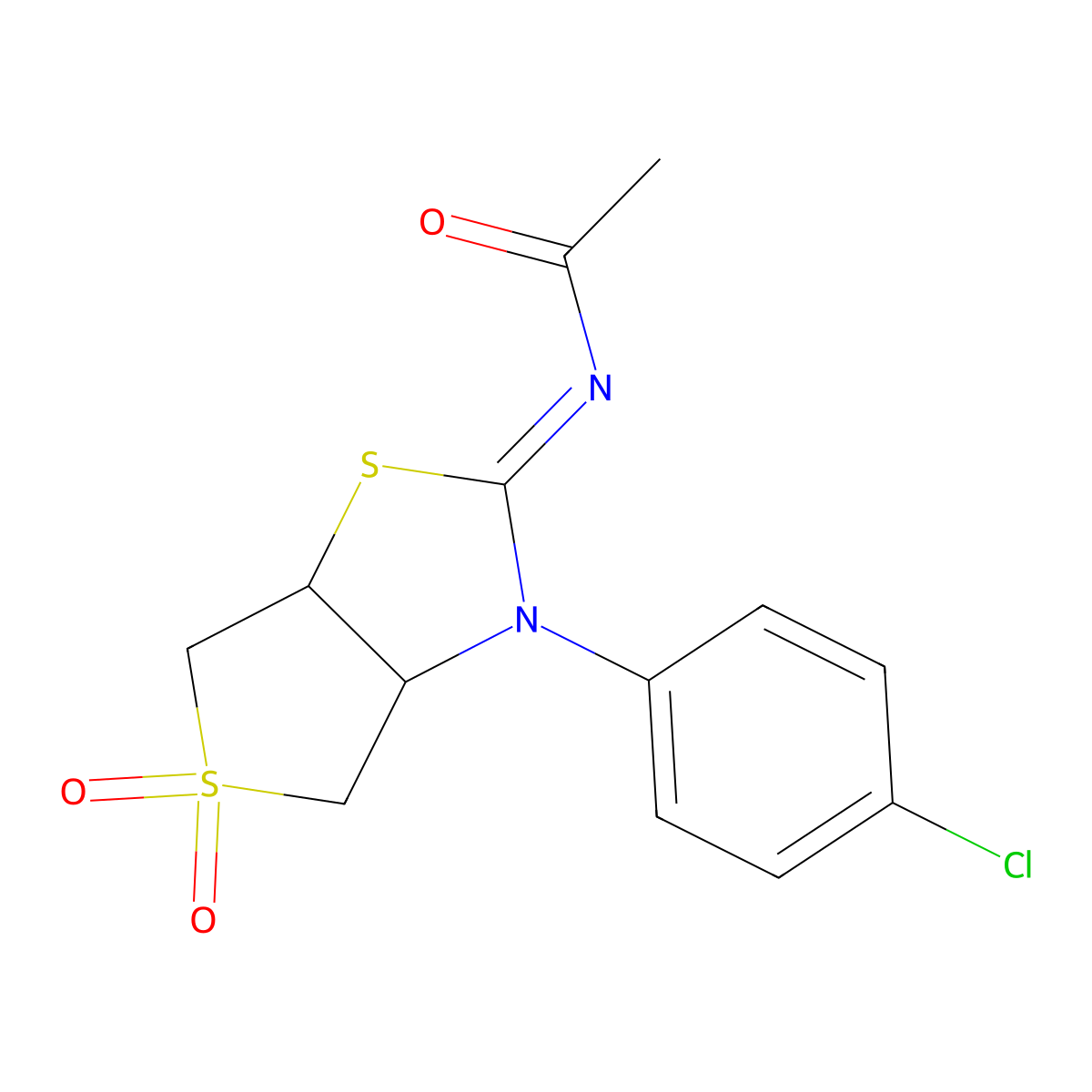 N-[(2Z)-3-(4-chlorophenyl)-5,5-dioxidotetrahydrothieno[3,4-d][1,3]thiazol-2(3H)-ylidene]acetamide molecular structure, CAS 850728-26-6