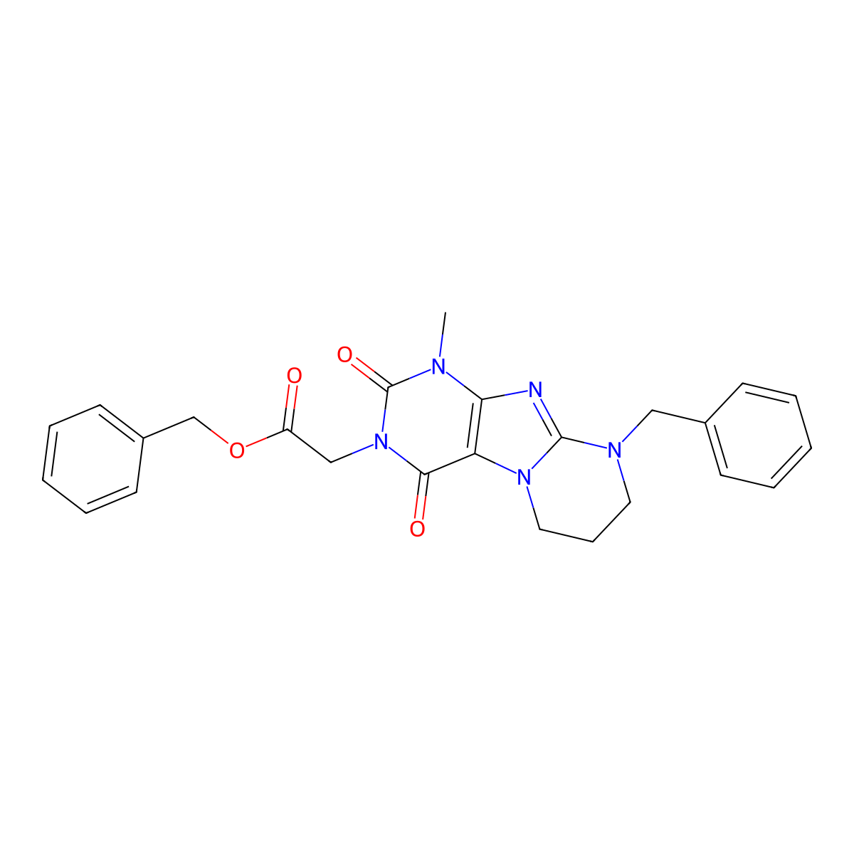 benzyl 2-(9-benzyl-1-methyl-2,4-dioxo-7,8-dihydro-6H-purino[7,8-a]pyrimidin-3-yl)acetate molecular structure, CAS 850728-36-8