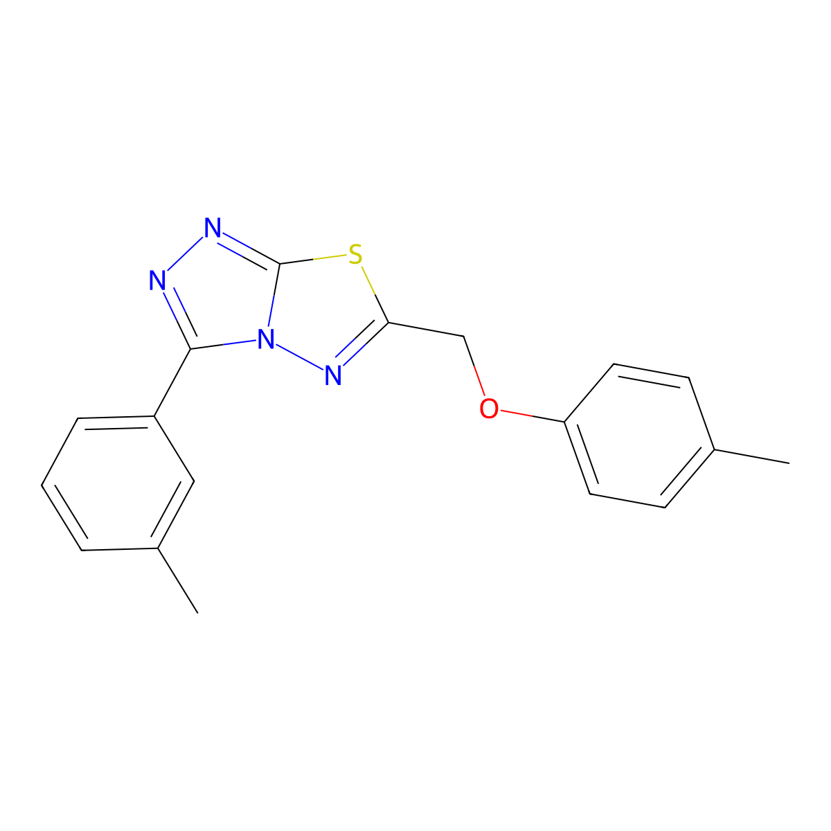 6-[(4-Methylphenoxy)methyl]-3-(3-methylphenyl)[1,2,4]triazolo[3,4-b][1,3,4]thiadiazole molecular structure, CAS 850729-04-3
