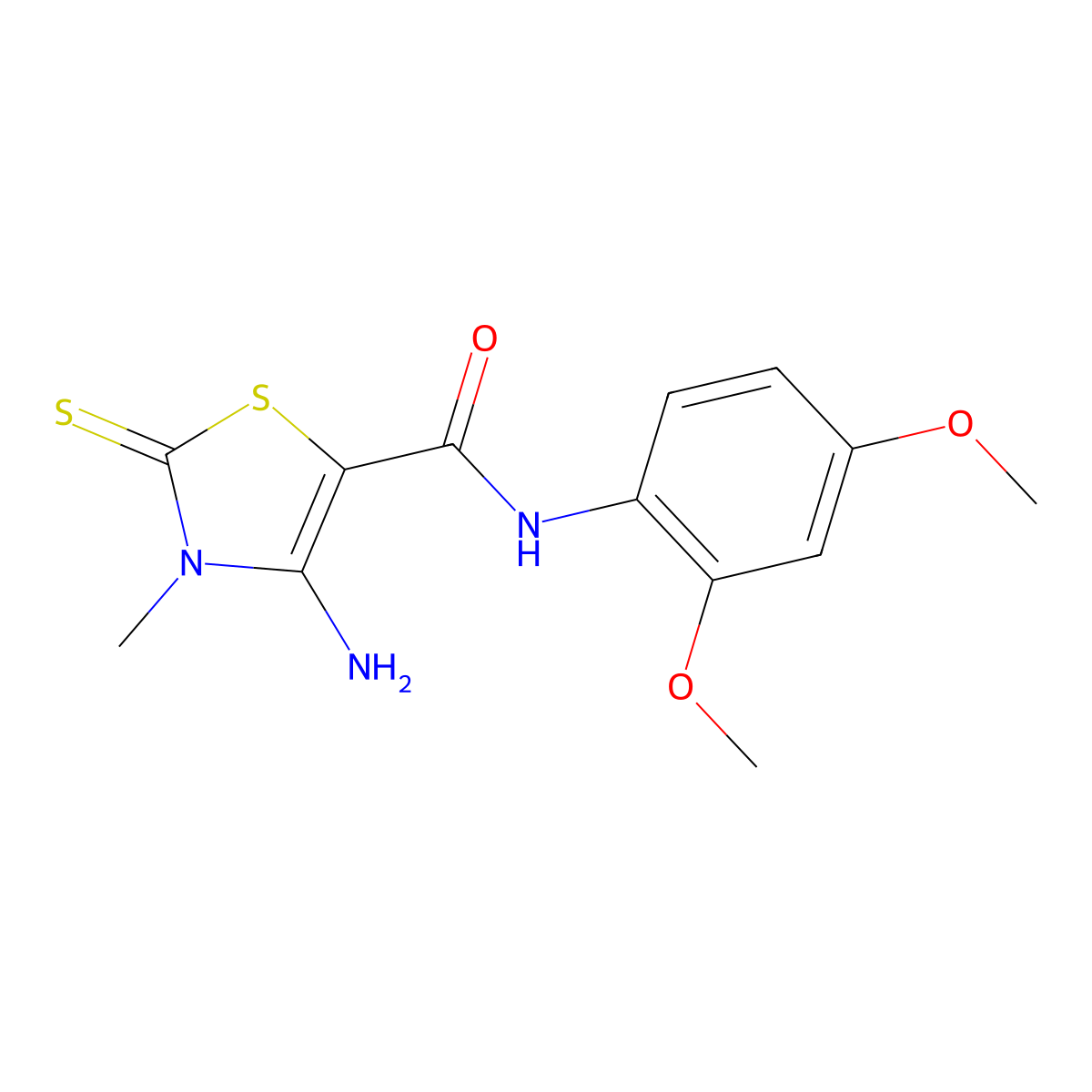 4-amino-N-(2,4-dimethoxyphenyl)-3-methyl-2-thioxo-2,3-dihydro-1,3-thiazole-5-carboxamide molecular structure, CAS 850729-34-9