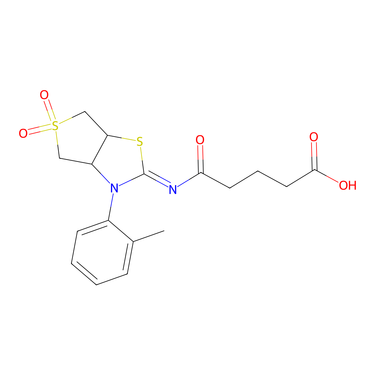 5-{[(2Z)-3-(2-methylphenyl)-5,5-dioxidotetrahydrothieno[3,4-d][1,3]thiazol-2(3H)-ylidene]amino}-5-oxopentanoic acid molecular structure, CAS 850729-44-1