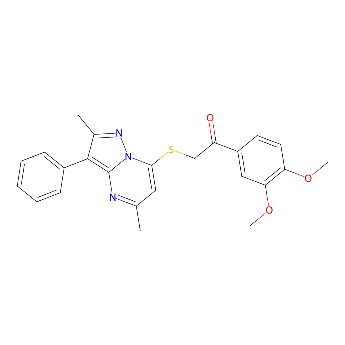 1-(3,4-Dimethoxyphenyl)-2-((2,5-dimethyl-3-phenylpyrazolo[1,5-a]pyrimidin-7-yl)thio)ethanone molecular structure, CAS 850729-54-3