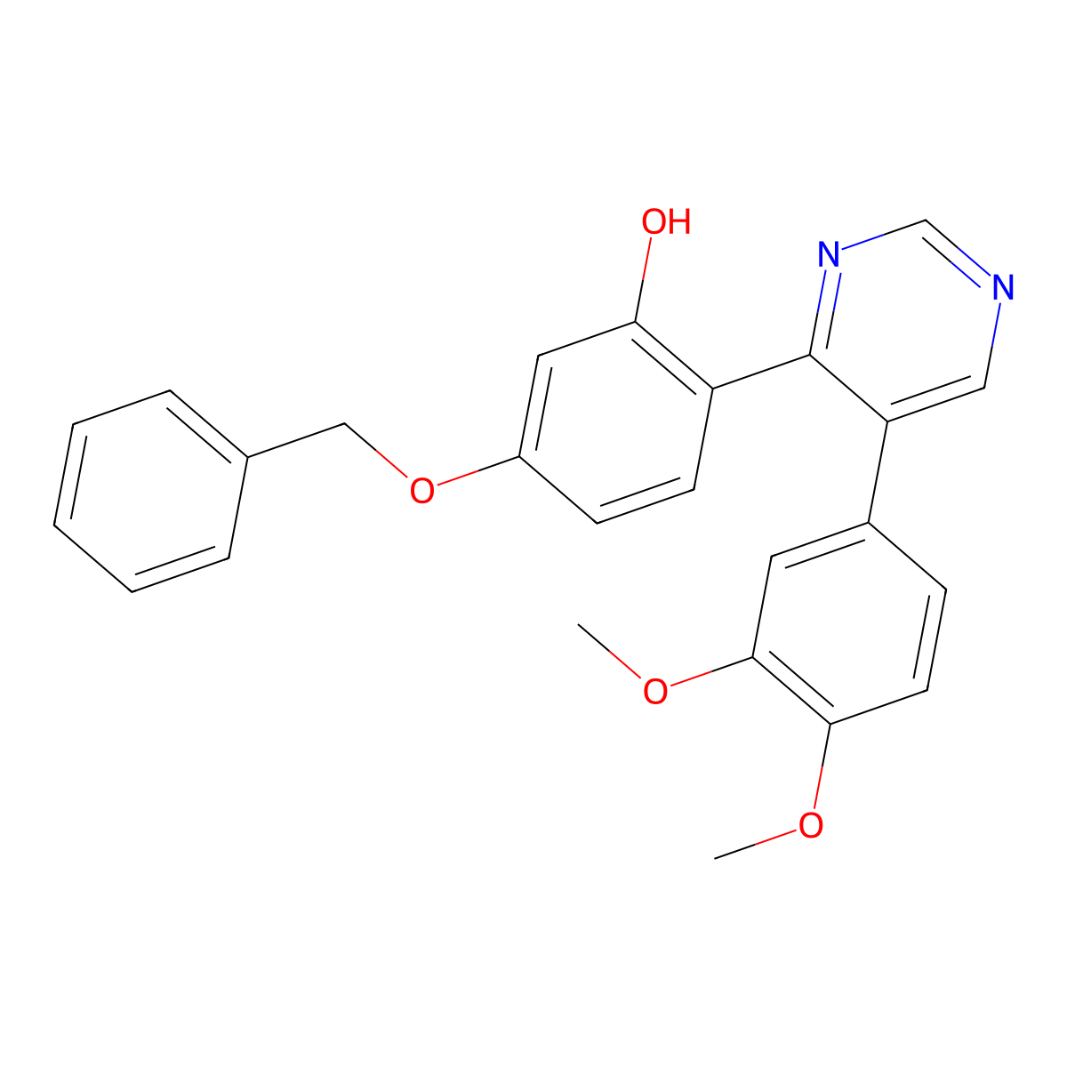 5-(Benzyloxy)-2-(5-(3,4-dimethoxyphenyl)pyrimidin-4-yl)phenol molecular structure, CAS 850729-82-7