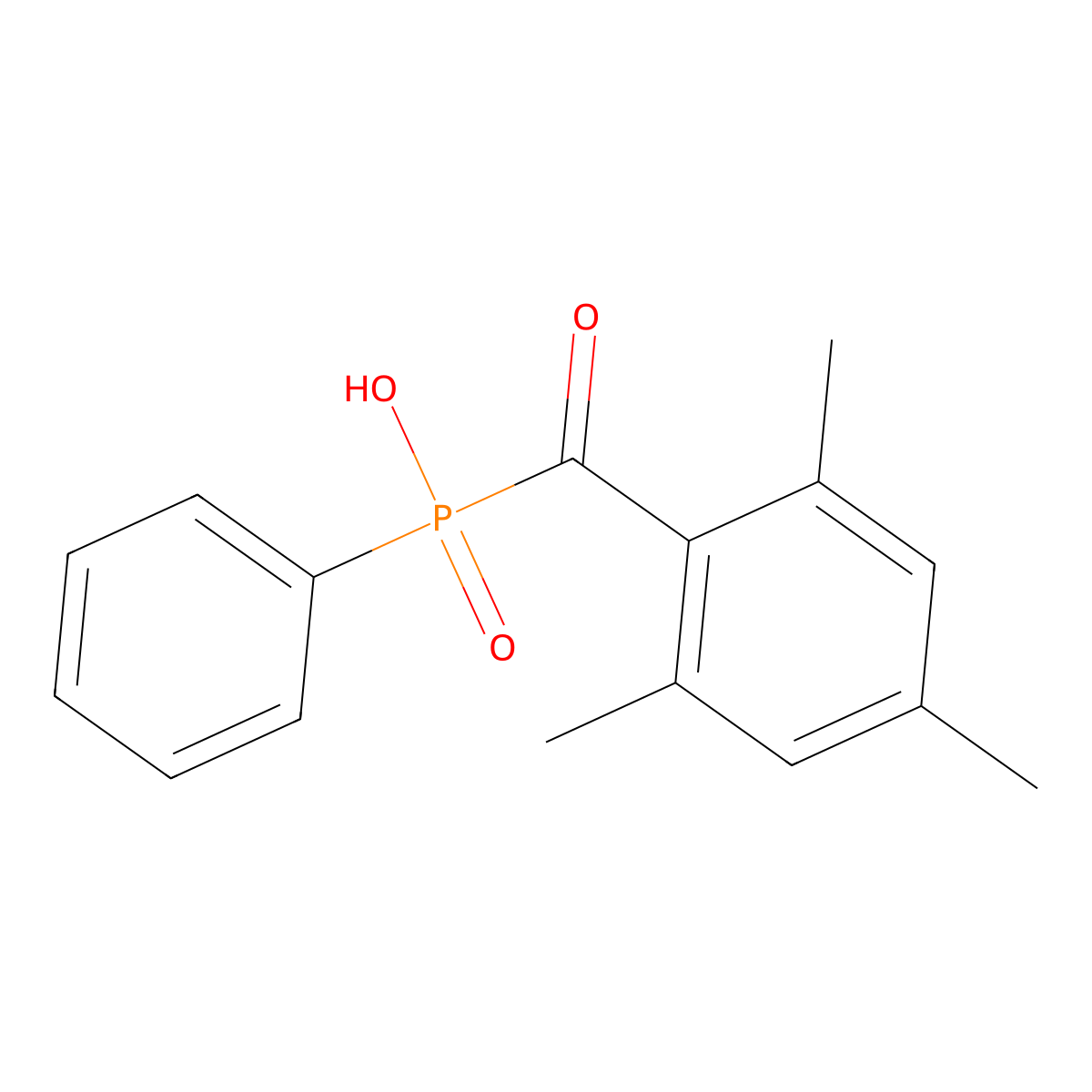 Phenyl(2,4,6-trimethylbenzoyl)phosphinic acid molecular structure, CAS 85073-04-7