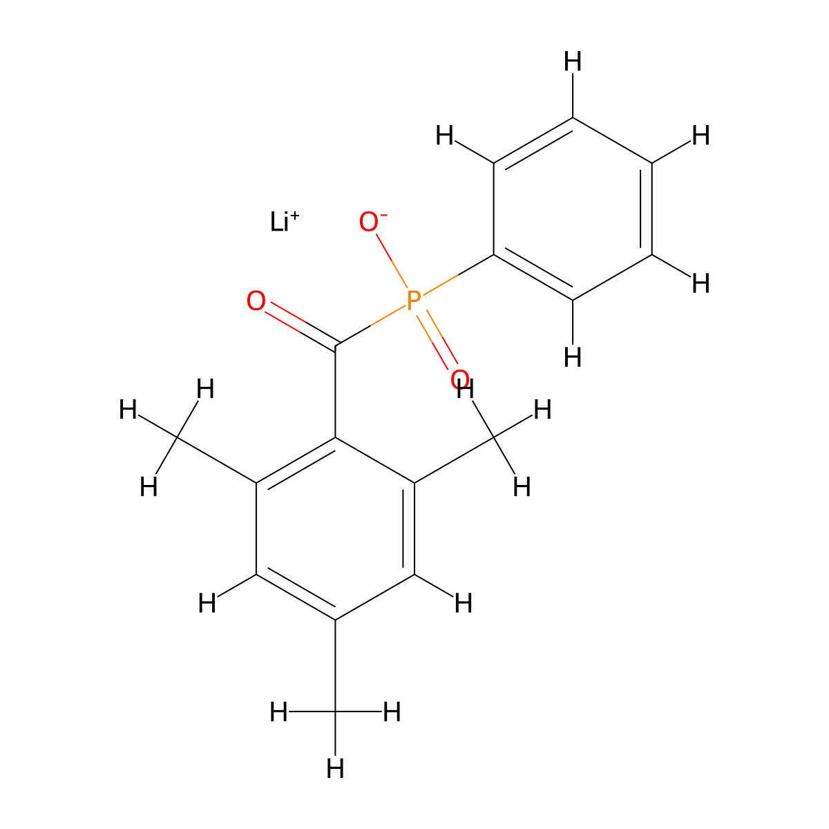 Lithium phenyl-2,4,6-trimethylbenzoylphosphinate molecular structure, CAS 85073-19-4