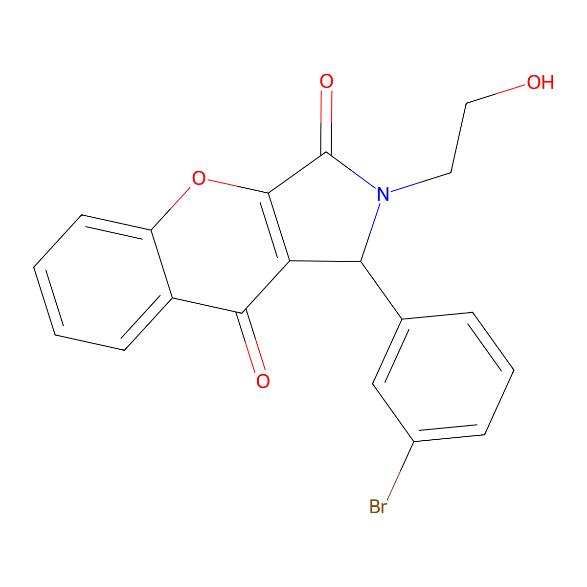 1-(3-Bromophenyl)-2-(2-hydroxyethyl)-1,2-dihydrochromeno[2,3-c]pyrrole-3,9-dione molecular structure, CAS 850730-14-2