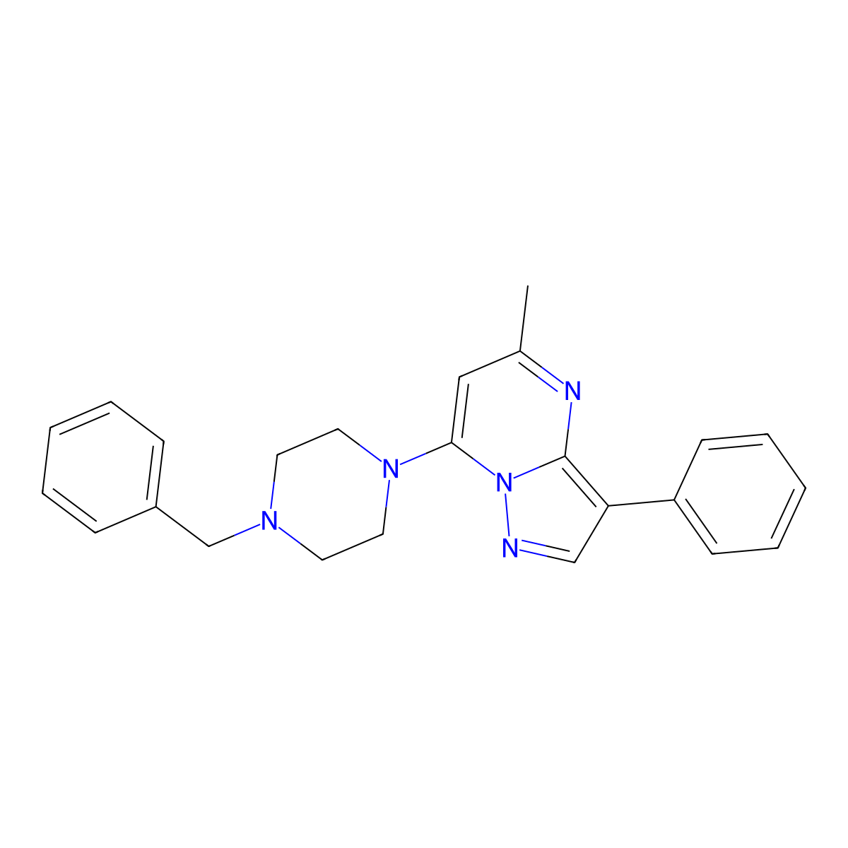 7-(4-Benzylpiperazin-1-yl)-5-methyl-3-phenylpyrazolo[1,5-a]pyrimidine molecular structure, CAS 850730-35-7