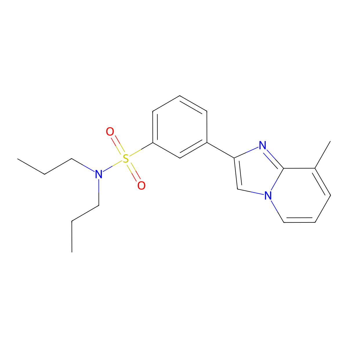 3-(8-methylimidazo[1,2-a]pyridin-2-yl)-N,N-dipropylbenzenesulfonamide molecular structure, CAS 850730-61-9