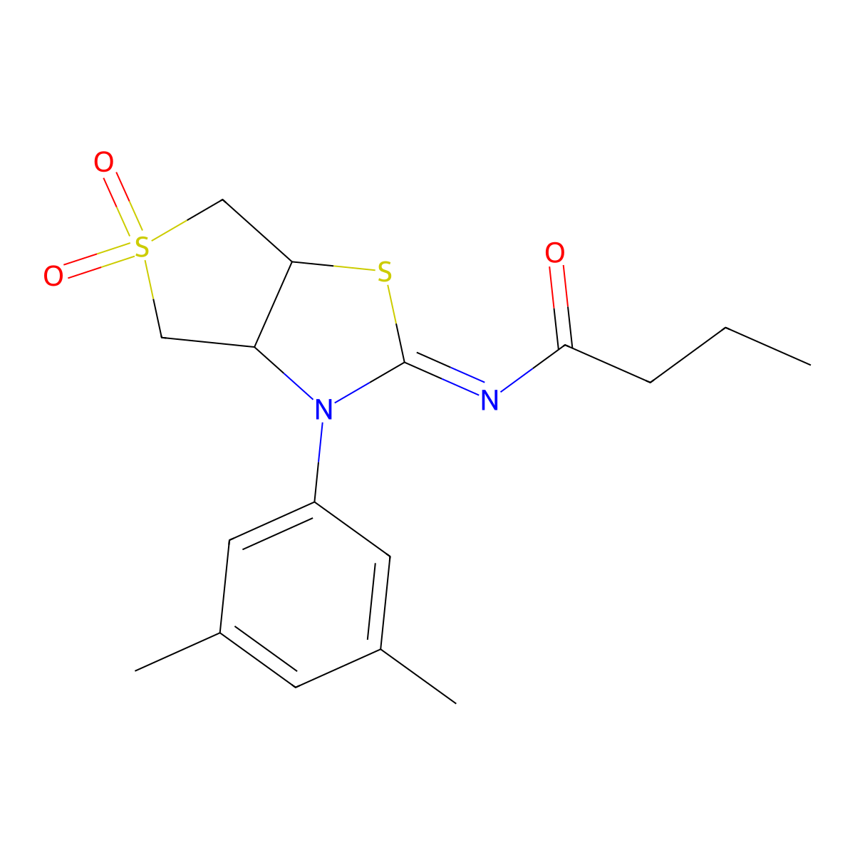 N-[(2Z)-3-(3,5-dimethylphenyl)-5,5-dioxidotetrahydrothieno[3,4-d][1,3]thiazol-2(3H)-ylidene]butanamide molecular structure, CAS 850731-03-2