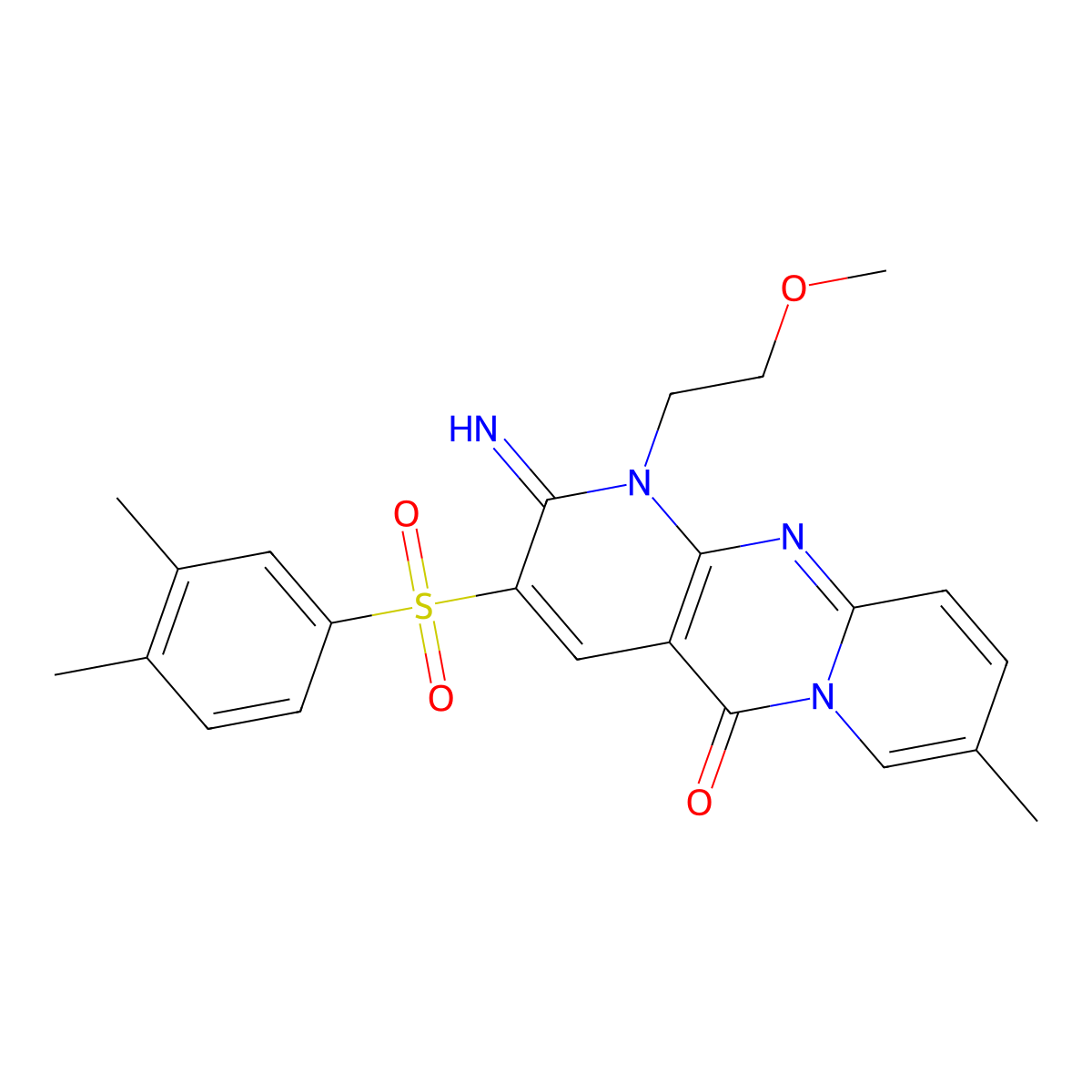 3-[(3,4-dimethylphenyl)sulfonyl]-2-imino-1-(2-methoxyethyl)-8-methyl-1,2-dihydro-5H-dipyrido[1,2-a:2,3-d]pyrimidin-5-one molecular structure, CAS 850731-09-8
