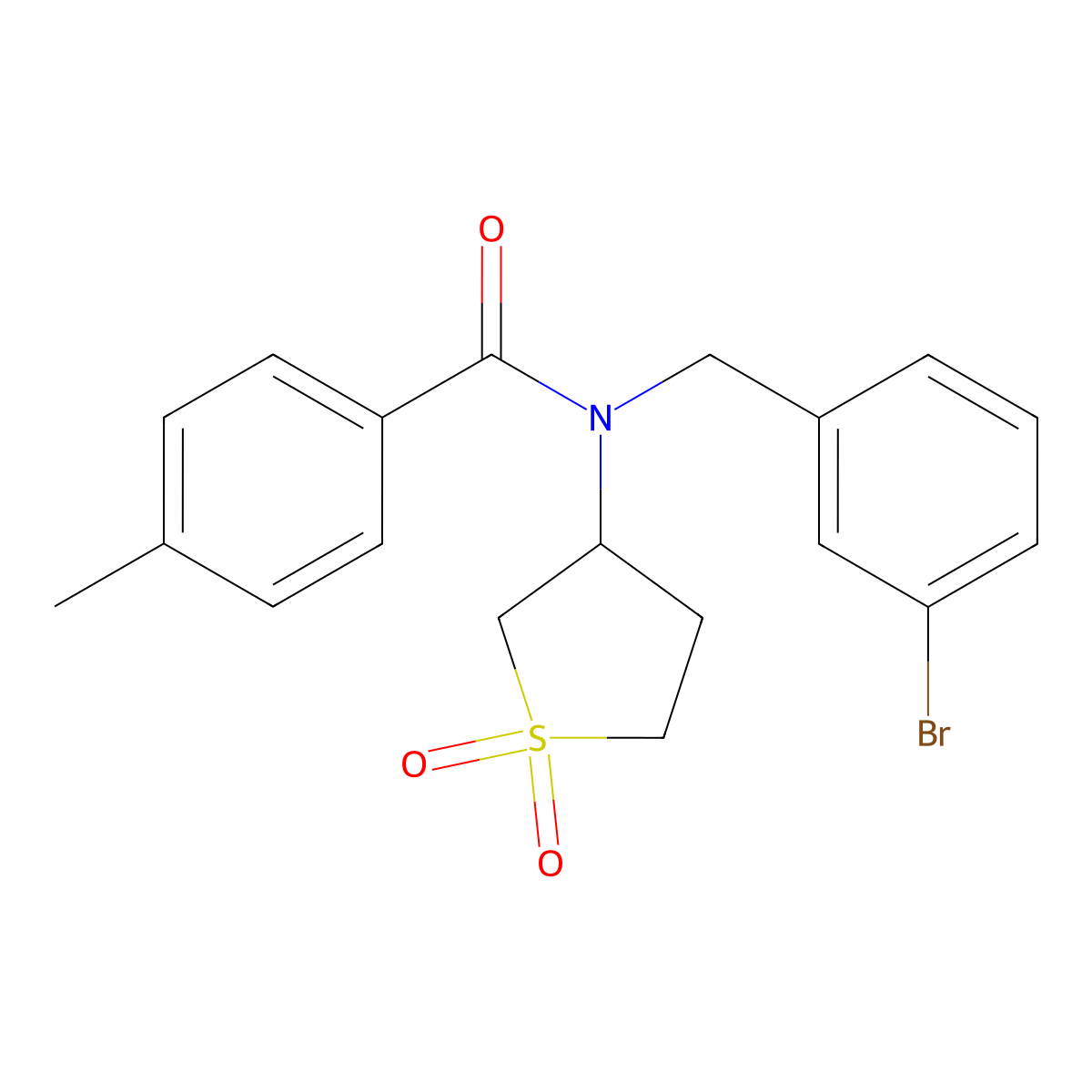 N-(3-bromobenzyl)-N-(1,1-dioxidotetrahydrothiophen-3-yl)-4-methylbenzamide molecular structure, CAS 850731-39-4