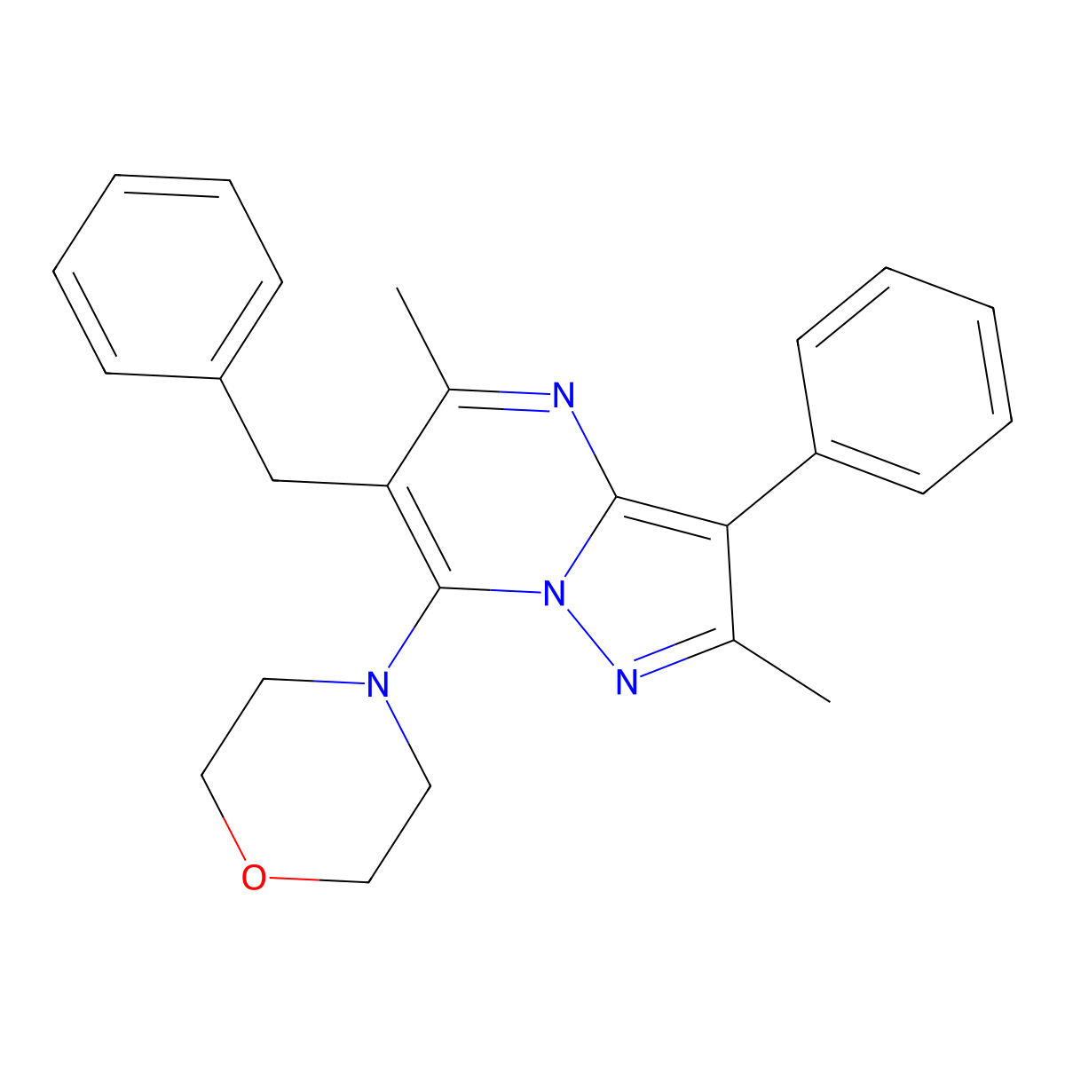 4-(6-Benzyl-2,5-dimethyl-3-phenylpyrazolo[1,5-a]pyrimidin-7-yl)morpholine molecular structure, CAS 850731-70-3
