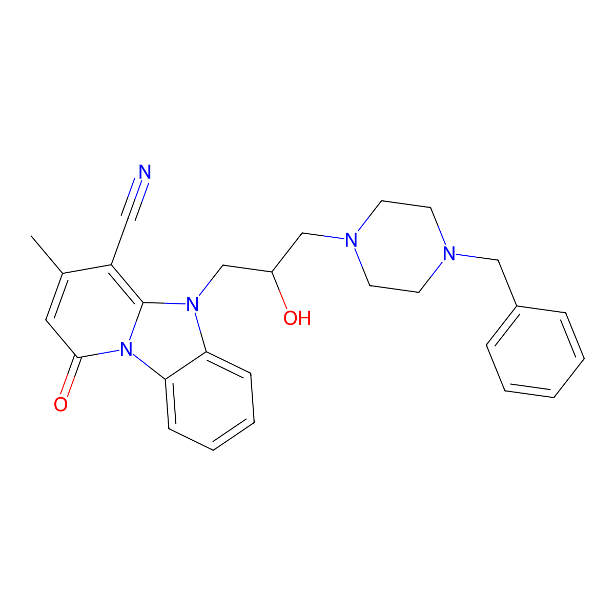 5-[3-(4-Benzylpiperazin-1-yl)-2-hydroxypropyl]-3-methyl-1-oxopyrido[1,2-a]benzimidazole-4-carbonitrile molecular structure, CAS 850731-86-1