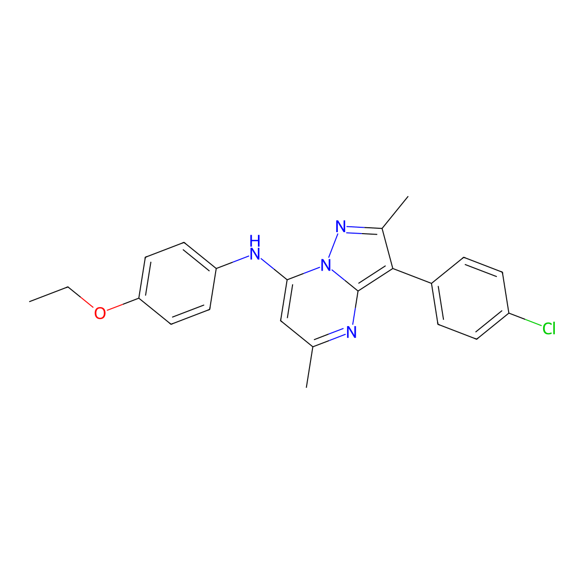 3-(4-chlorophenyl)-N-(4-ethoxyphenyl)-2,5-dimethylpyrazolo[1,5-a]pyrimidin-7-amine molecular structure, CAS 850731-90-7