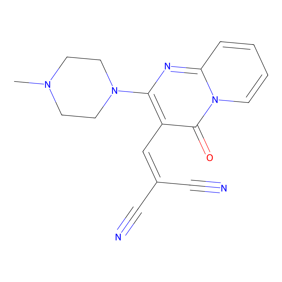 2-[[2-(4-Methylpiperazin-1-yl)-4-oxopyrido[1,2-a]pyrimidin-3-yl]methylidene]propanedinitrile molecular structure, CAS 850731-92-9