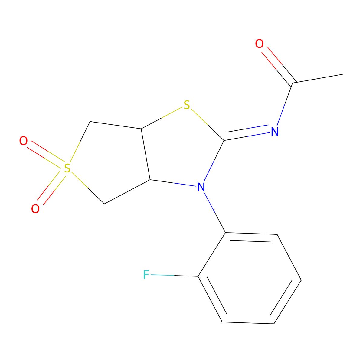 N-[(2Z)-3-(2-fluorophenyl)-5,5-dioxidotetrahydrothieno[3,4-d][1,3]thiazol-2(3H)-ylidene]acetamide molecular structure, CAS 850735-37-4