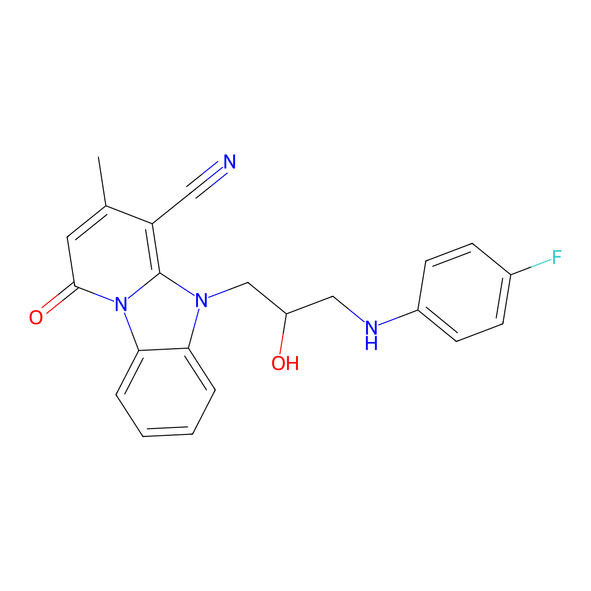 5-{3-[(4-Fluorophenyl)amino]-2-hydroxypropyl}-3-methyl-1-oxo-1,5-dihydropyrido[1,2-a]benzimidazole-4-carbonitrile molecular structure, CAS 850735-61-4