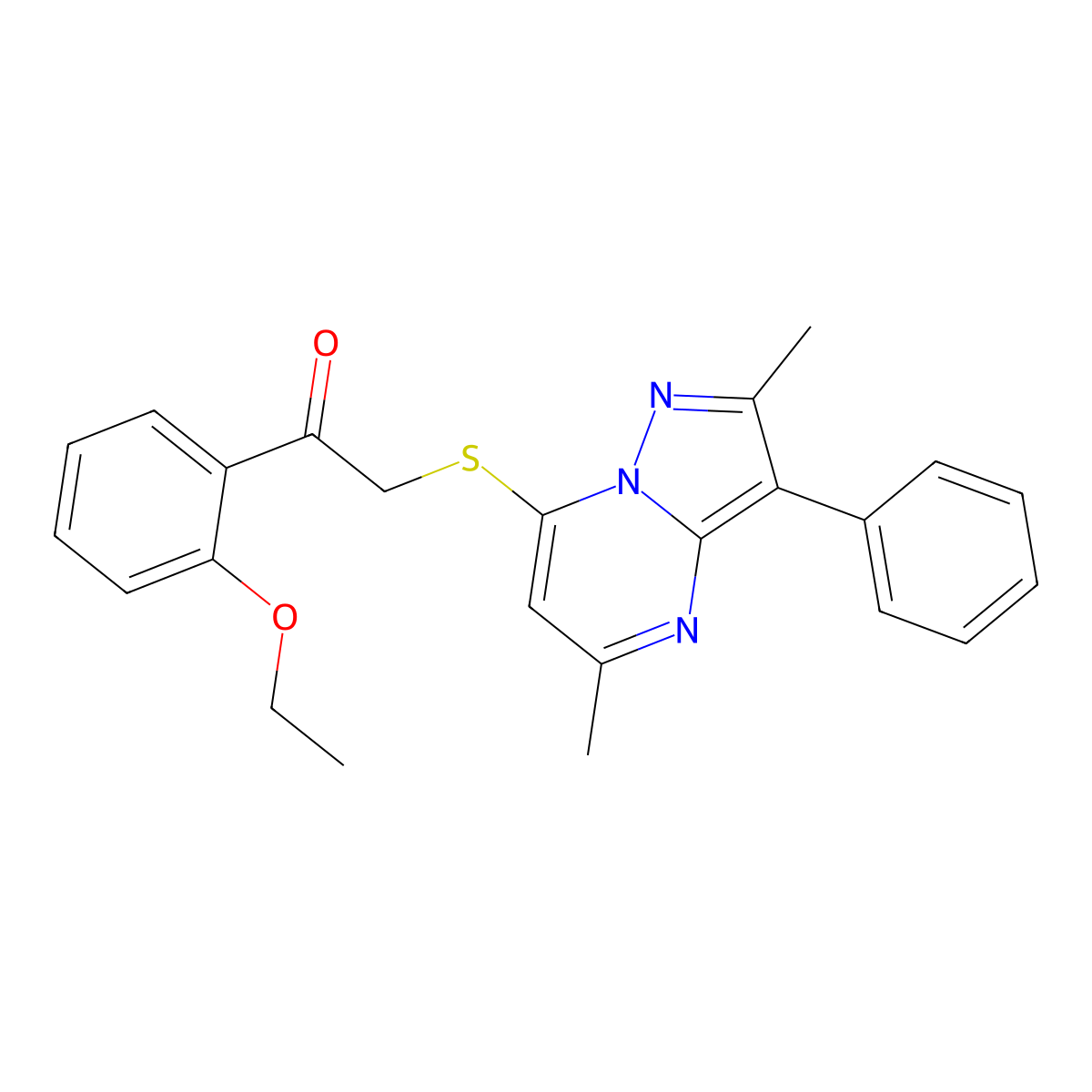 2-[(2,5-Dimethyl-3-phenylpyrazolo[1,5-a]pyrimidin-7-yl)sulfanyl]-1-(2-ethoxyphenyl)ethanone molecular structure, CAS 850735-64-7