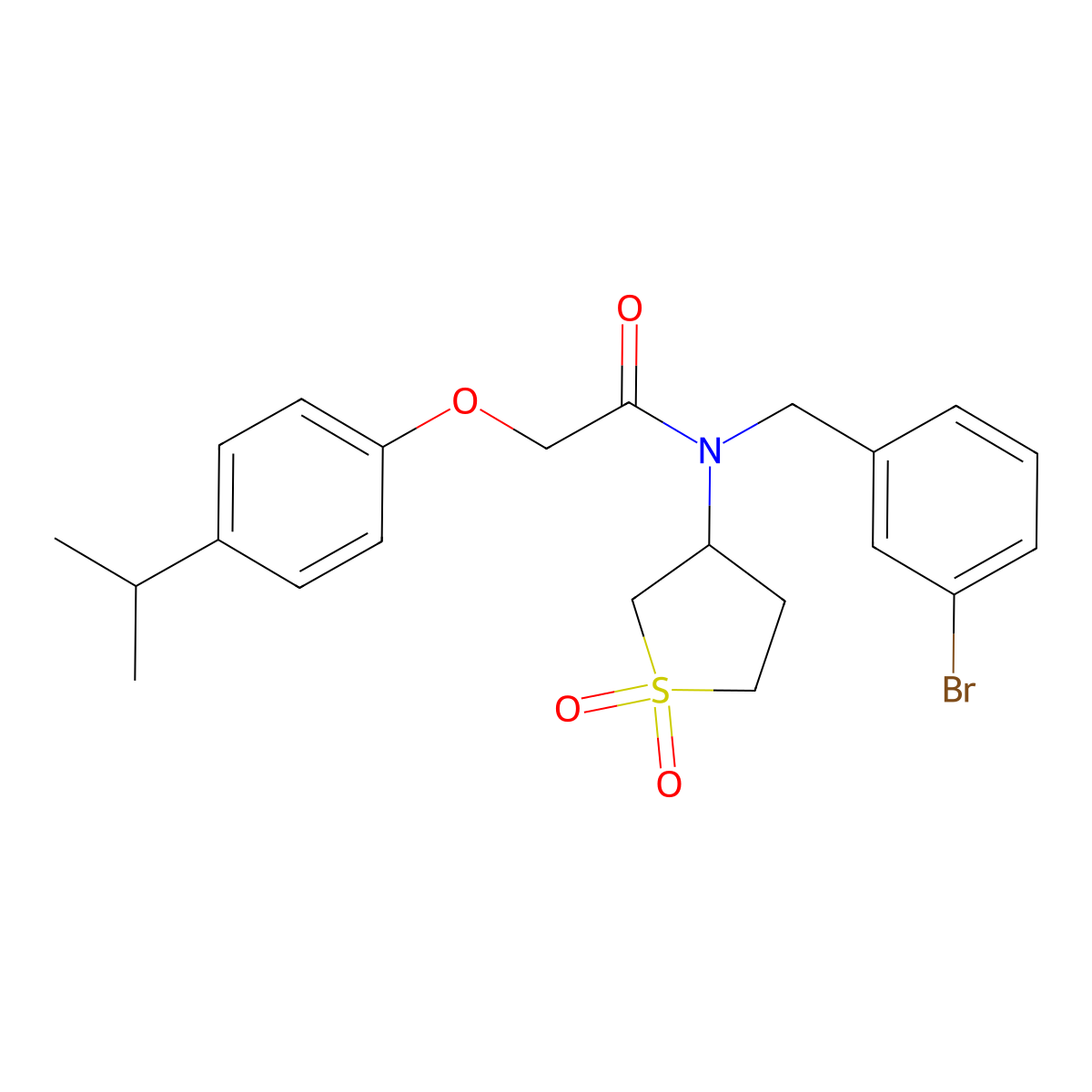 N-[(3-bromophenyl)methyl]-N-(1,1-dioxothiolan-3-yl)-2-(4-propan-2-ylphenoxy)acetamide molecular structure, CAS 850735-67-0