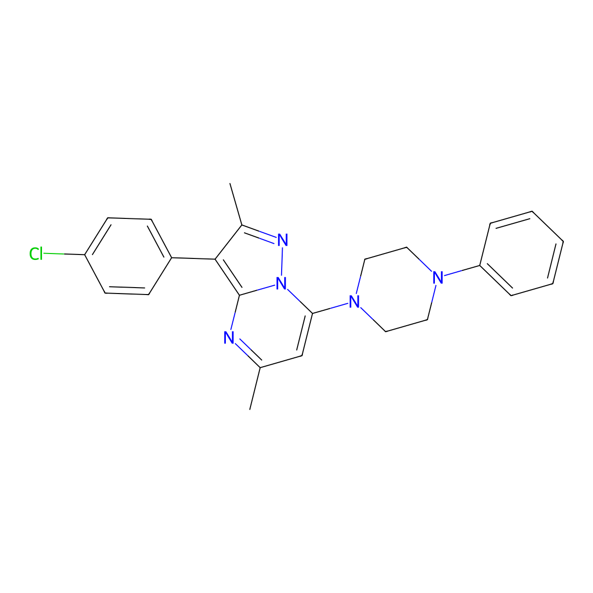 3-(4-Chlorophenyl)-2,5-dimethyl-7-(4-phenylpiperazin-1-yl)pyrazolo[1,5-a]pyrimidine molecular structure, CAS 850735-69-2