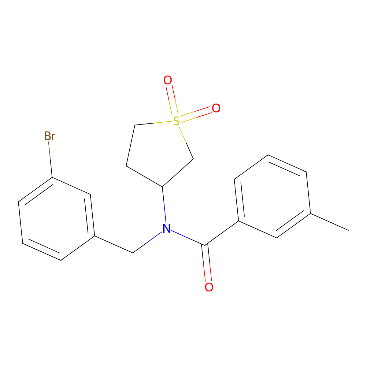 N-(3-bromobenzyl)-N-(1,1-dioxidotetrahydrothiophen-3-yl)-3-methylbenzamide molecular structure, CAS 850735-88-5