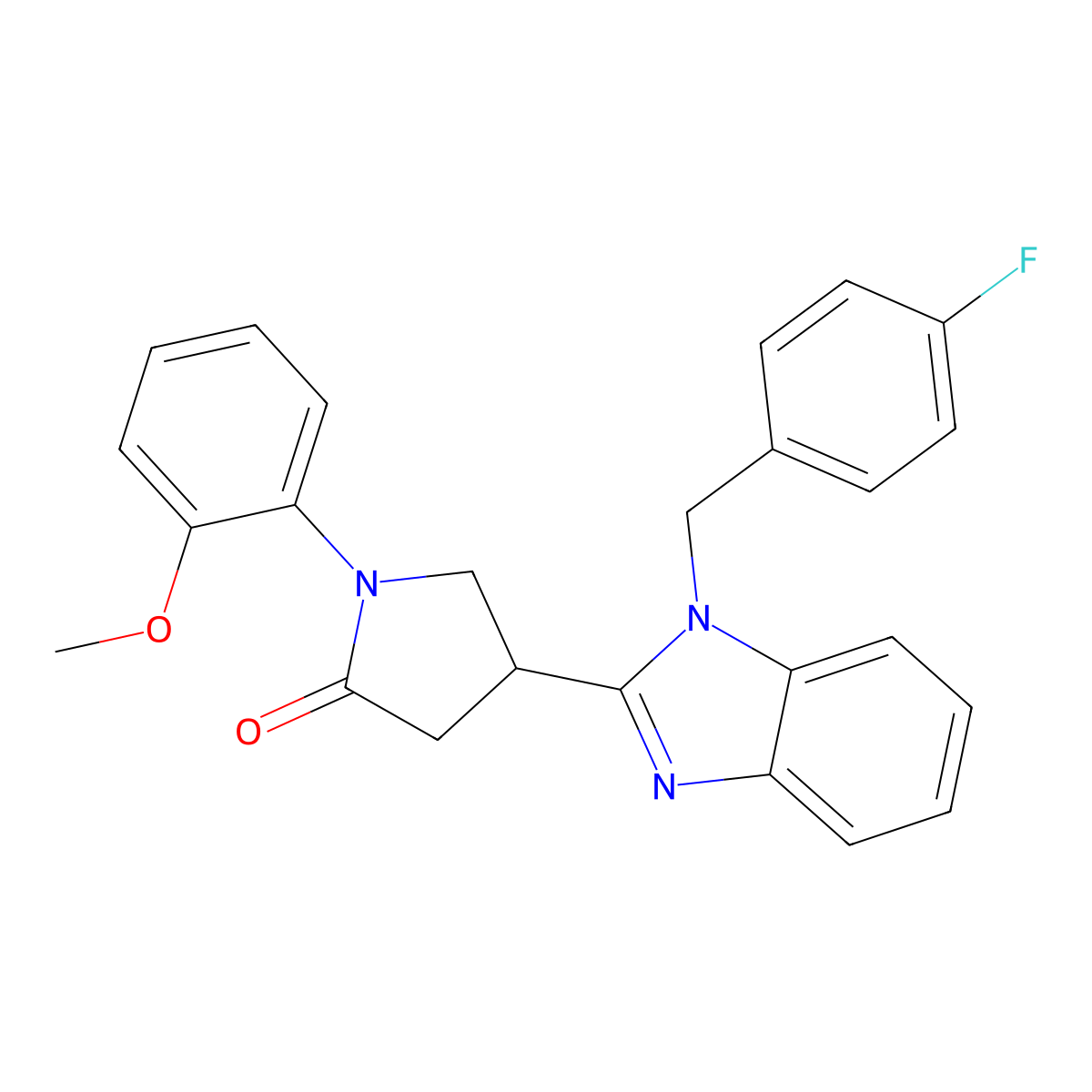 4-[1-[(4-Fluorophenyl)methyl]benzimidazol-2-yl]-1-(2-methoxyphenyl)pyrrolidin-2-one molecular structure, CAS 850735-99-8