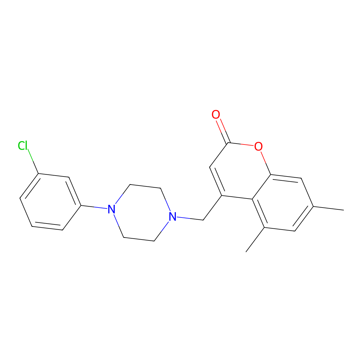 4-{[4-(3-chlorophenyl)piperazin-1-yl]methyl}-5,7-dimethyl-2H-chromen-2-one molecular structure, CAS 850736-07-1