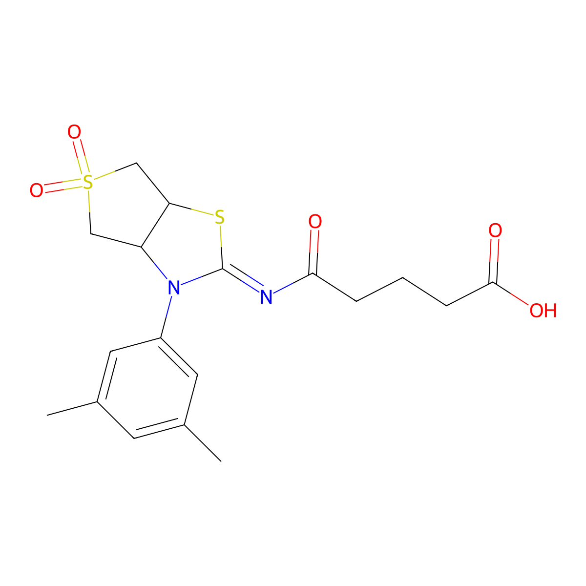 5-{[(2Z)-3-(3,5-dimethylphenyl)-5,5-dioxidotetrahydrothieno[3,4-d][1,3]thiazol-2(3H)-ylidene]amino}-5-oxopentanoic acid molecular structure, CAS 850736-78-6
