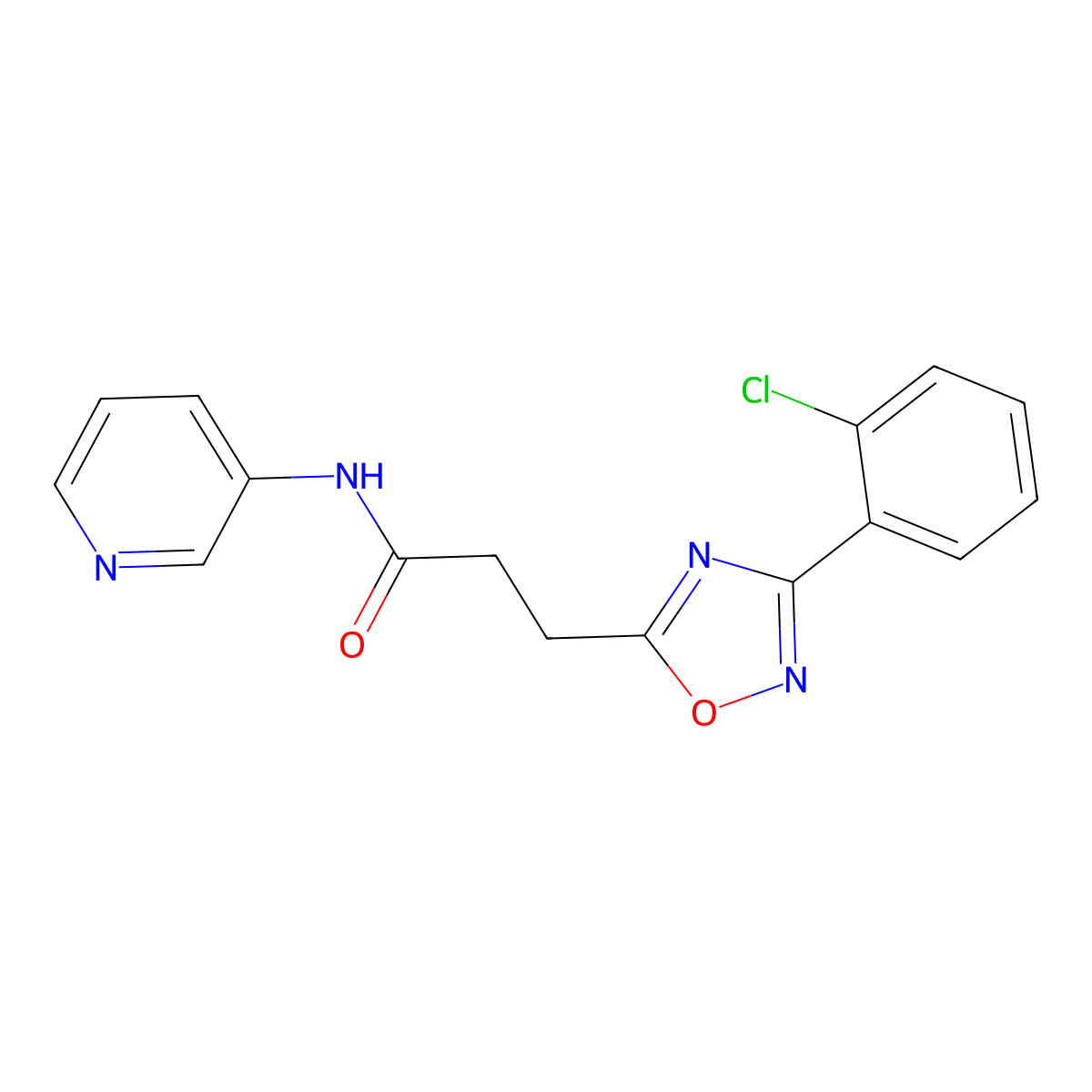 3-[3-(2-chlorophenyl)-1,2,4-oxadiazol-5-yl]-N-pyridin-3-ylpropanamide molecular structure, CAS 850737-21-2