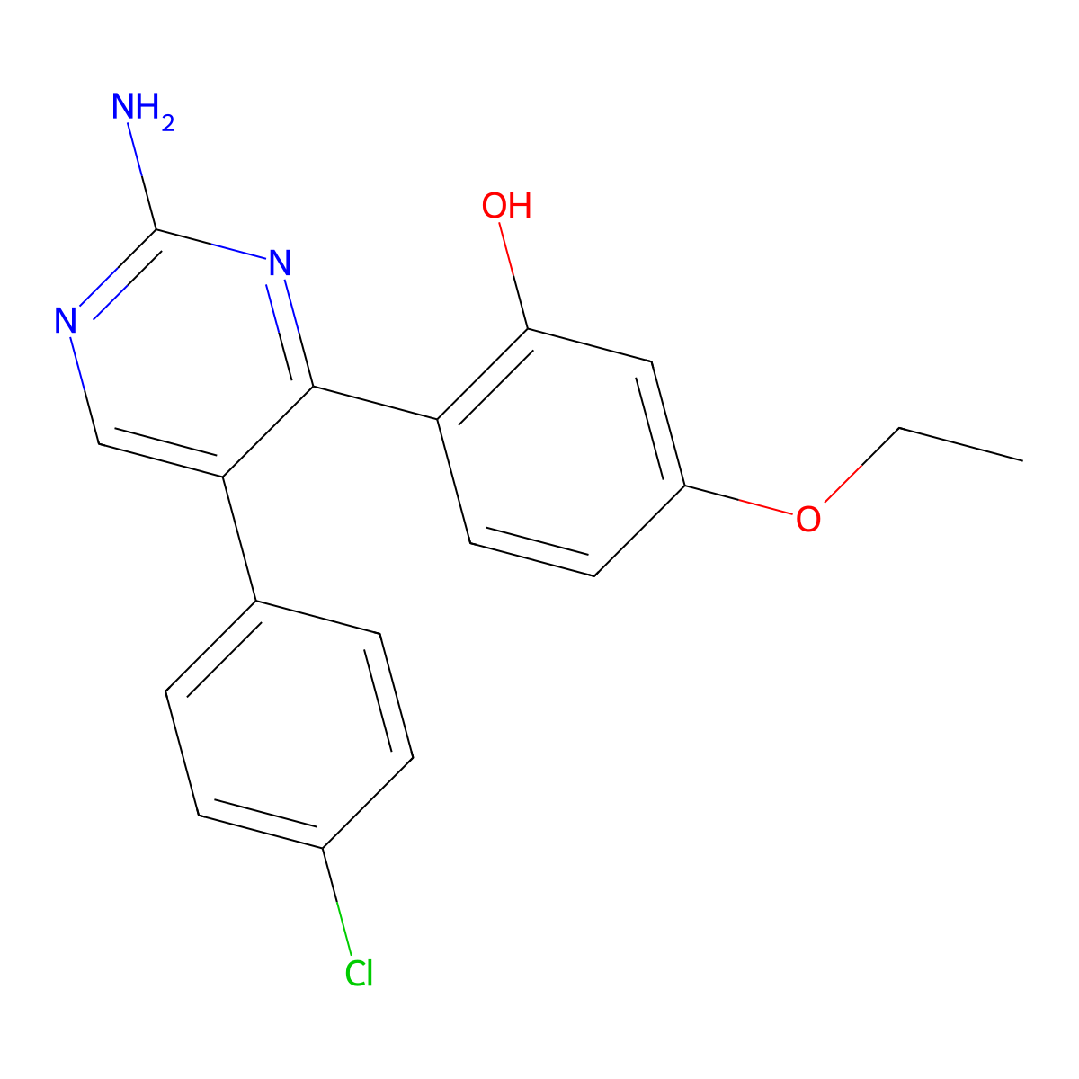 2-[2-Amino-5-(4-chlorophenyl)pyrimidin-4-yl]-5-ethoxyphenol molecular structure, CAS 850737-46-1