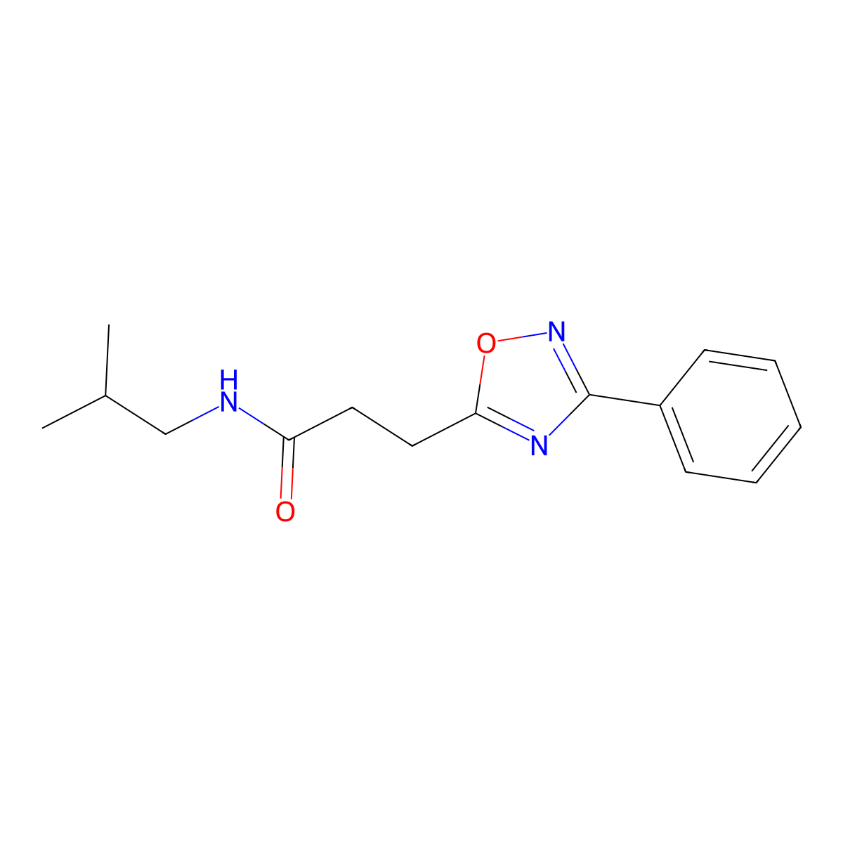 N-(2-methylpropyl)-3-(3-phenyl-1,2,4-oxadiazol-5-yl)propanamide molecular structure, CAS 850738-48-6