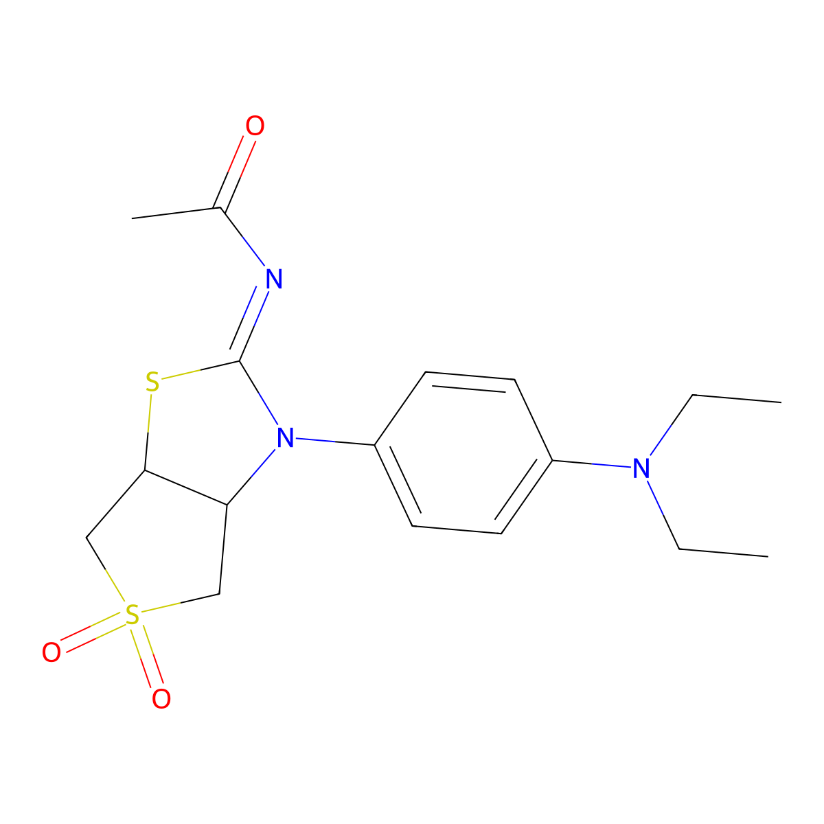 N-[(2Z)-3-[4-(diethylamino)phenyl]-5,5-dioxidotetrahydrothieno[3,4-d][1,3]thiazol-2(3H)-ylidene]acetamide molecular structure, CAS 850738-91-9
