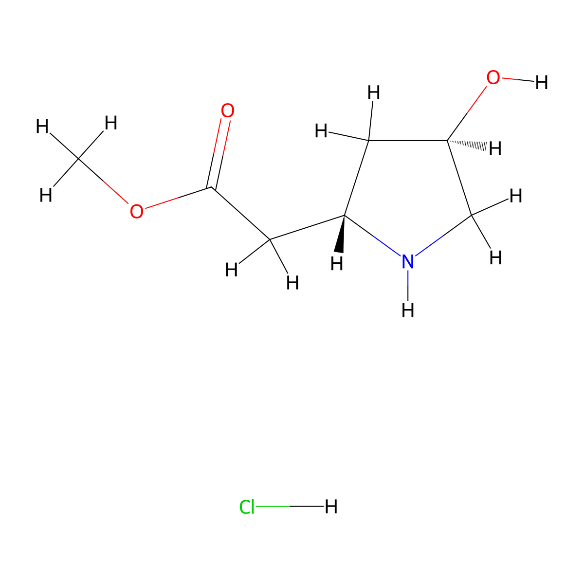 Methyl 2-((2S,4R)-4-hydroxypyrrolidin-2-yl)acetate hydrochloride molecular structure, CAS 850741-21-8