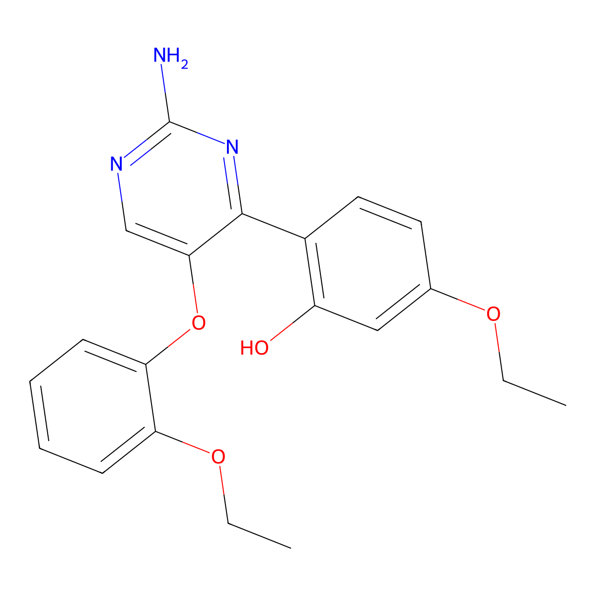 2-[2-Amino-5-(2-ethoxyphenoxy)pyrimidin-4-yl]-5-ethoxyphenol molecular structure, CAS 850744-13-7